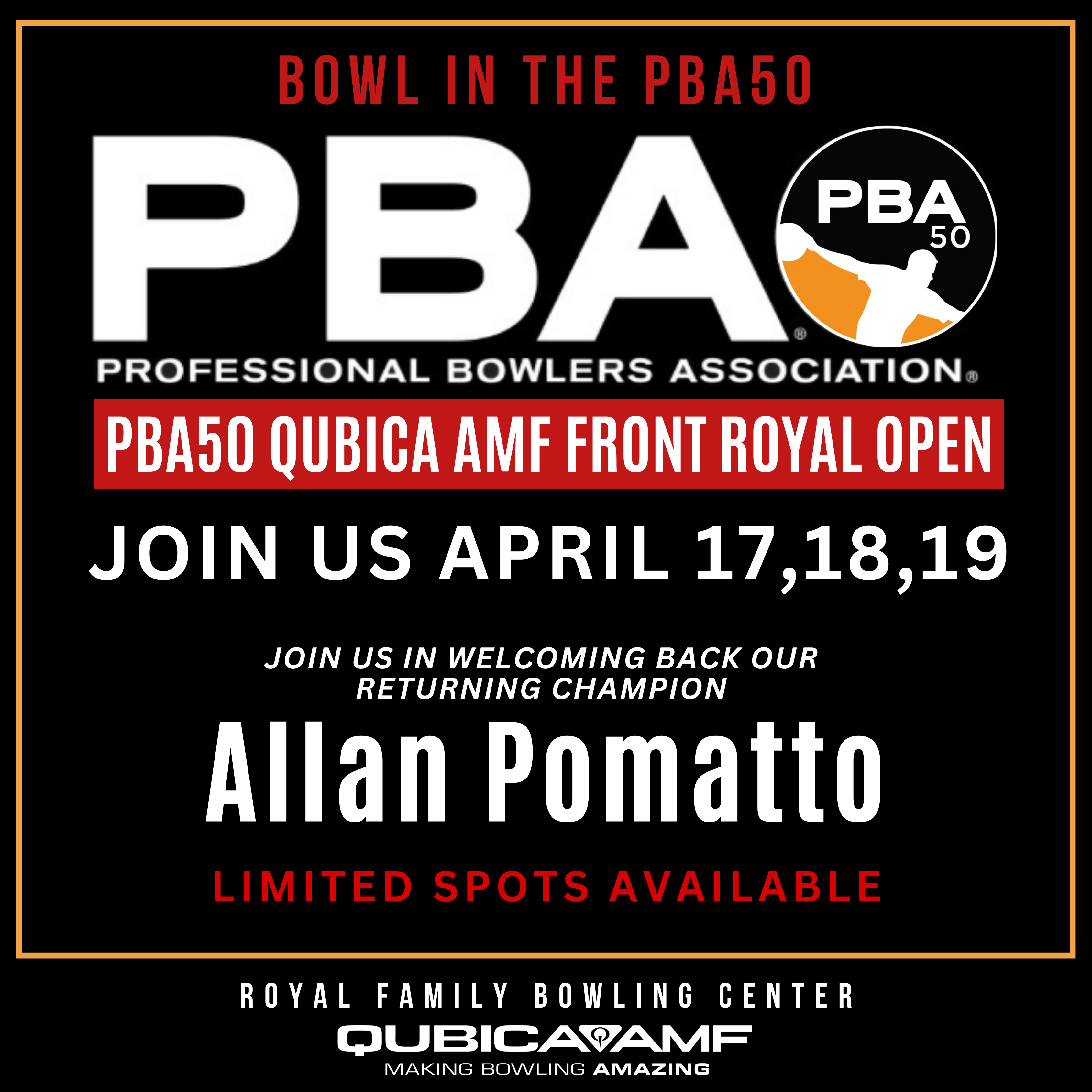 bowl in the pba50 qubica amf front royal open april 17-19
